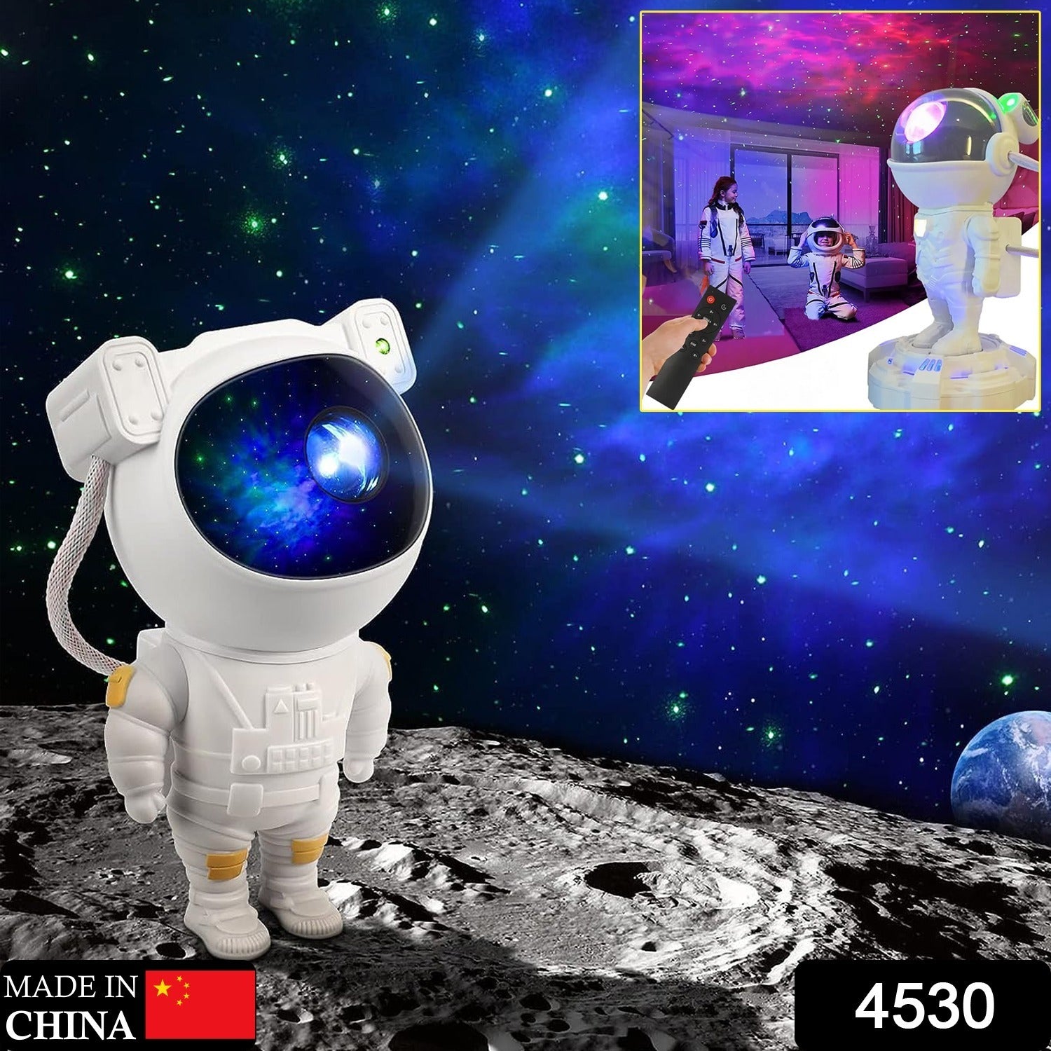 Astronaut Galaxy Projector Night Lamp on white background